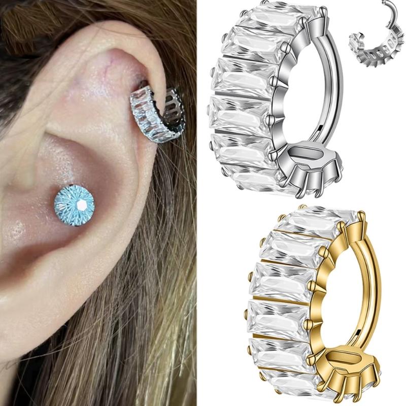Elegantní čtvercový zirkonový náušnice Nos Stylový septum kroužek Piercingový šperk Doplněk pro každodenní nošení