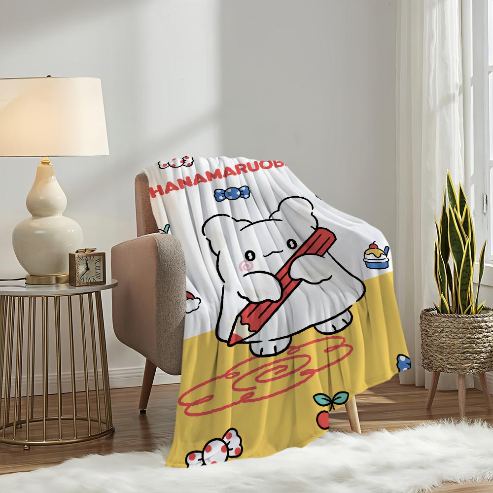 Cartoon H-Hanamaruobake Cute Kawaii Blanket Plush Nap Sofa Rug for Living Room Office Bedroom Birthday Home Travel Kid Gifts