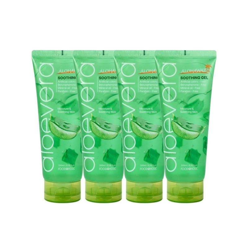 (4ea) Foodaholic Aloha Hawaii Aloe Vera Soothing Gel 200ml / Moisturizing Cream. Soothing. Moisturizing. Aloe Gel