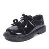 Chic Girls Black Mary Jane Shoes with Double Bowknot Spring Autumn Kids Princess Leather Shoe Fashion Causal Children Flat Shoes