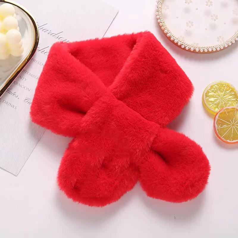 Korean Style Thick Plush Pearl Scarf for Women - Imitation Otter Fur, Warm Winter Fashion, Solid Color