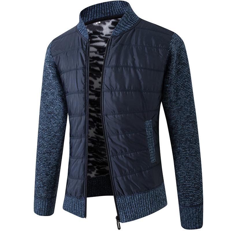 Men S Fleece Thick Stand Collar Knitted Cardigan Sweater Coat