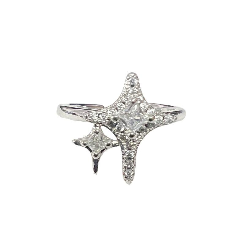 New Niche Design, Simple Plain Ring, Star Light Open Ring, Light Luxury Full Of Diamonds, Zircon Advanced Sense Ring.
