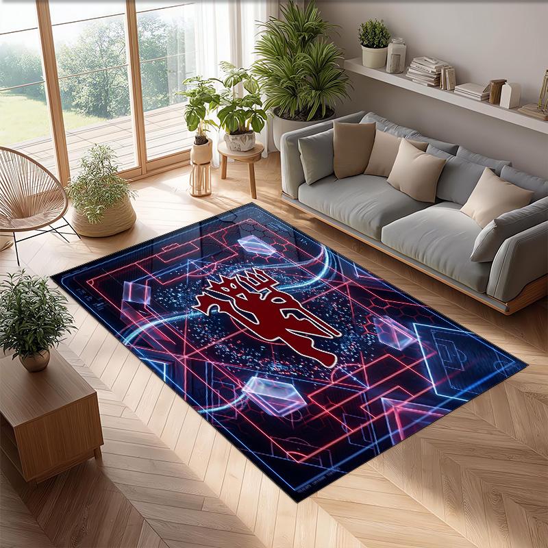 Tappeto in Flanella Stampato Manchester United Antiscivolo Morbido Poliestere Tappeto per Pavimento Tappetino Decorativo per Interni per Camera da Letto Soggiorno Divano