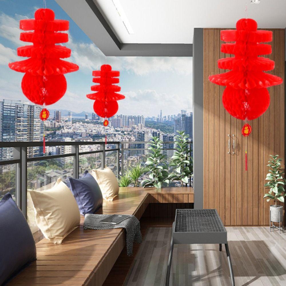 Waterproof Honeycomb Lanterns Foldable Spring Festival Pendant Chinese Hanging Lantern Home
