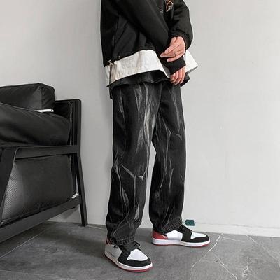 Tie-dye Jeans Men's Straight Loose Gangster Handsome American Pants High Street Tide Brand Plus Size