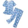 Sommer Damen T-Shirt Kurzarm Sieben Hosen Set Loungewear Sets Plus Size Pyjamas Set