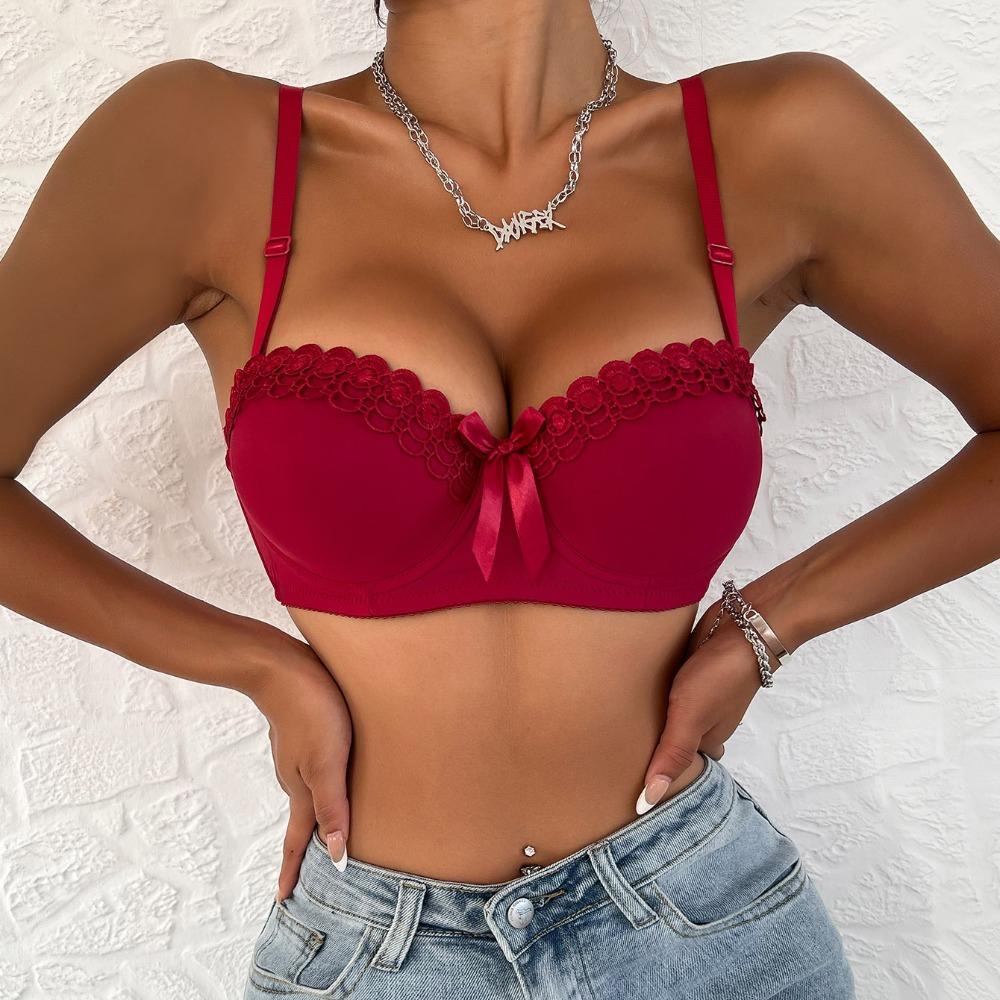 Nahtloser BH Damen Push-Up Bralette Unterwäsche Verstellbarer Bügel-BH Damen Lingerie Mode Buchstabenmuster BHs