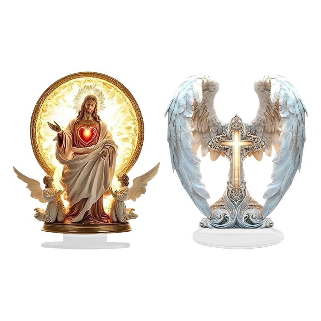 2D Christmas Scene Decor with Stand Unique Display Artwork Standing Acrylic Tabletop Sign for Shelf Indoor Cabinet Holiday