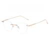 New Metal Fashion Frameless Cut Edge Myopic Glasses Ultra Light Comfortable Versatile Anti-Blue Light Eyeglasses 0 To -4.0