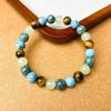 Natural Stone Halo Quartz Bracelet 8mm Bead Bracelet  Crystal Jewelry