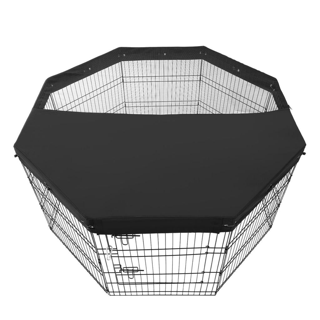 Dog Playpen 8 Panels Foldable Metal Dog Exercise Pen with Top Cover 30"H