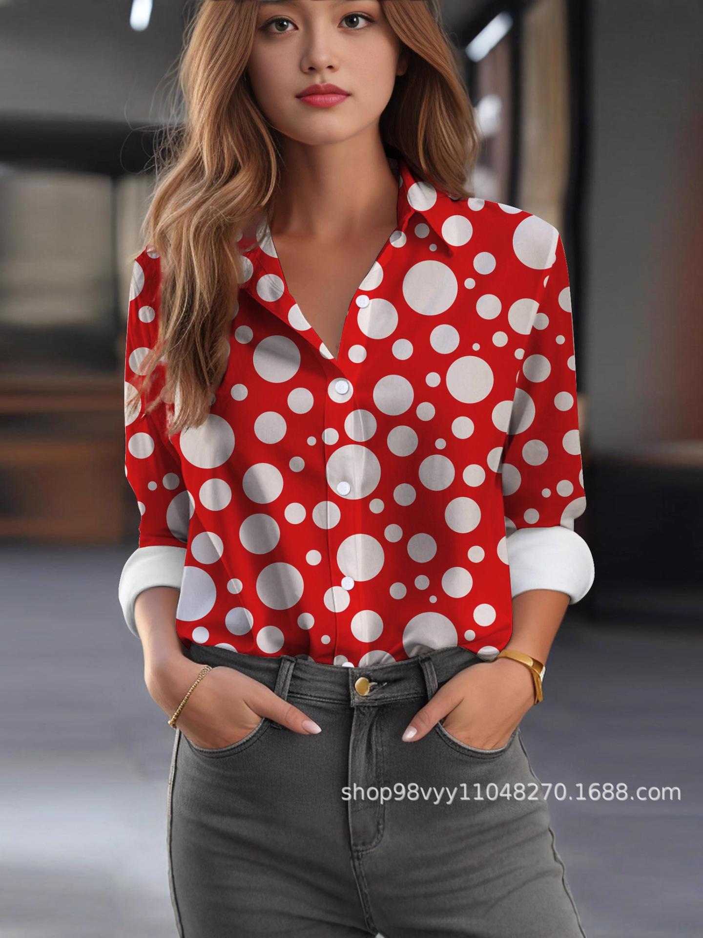 

3D Printed Long-Sleeve Christmas Shirt for Women M