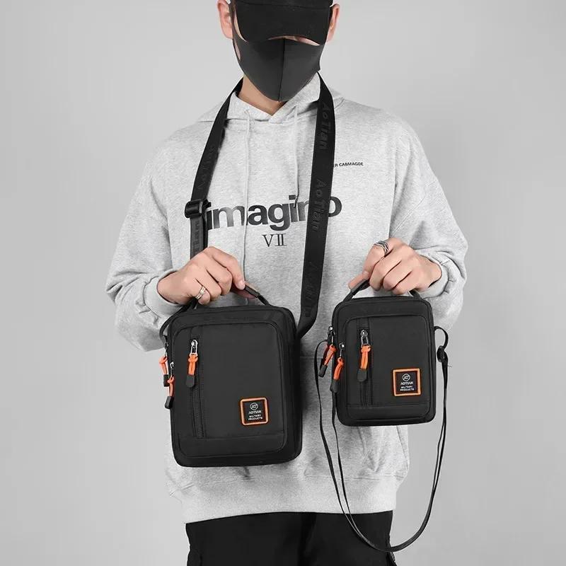 Moda 3 Katmanlar Erkekler Küçük Omuz Çantası Yüksek Kaliteli Dayanıklı Naylon Erkek Çanta Taşınabilir askılı çanta Flap Mini Bel Çantası
