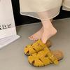 Thick-bottomed woven bag head half slippers women's summer wear new with skirt beach retro cool slippers