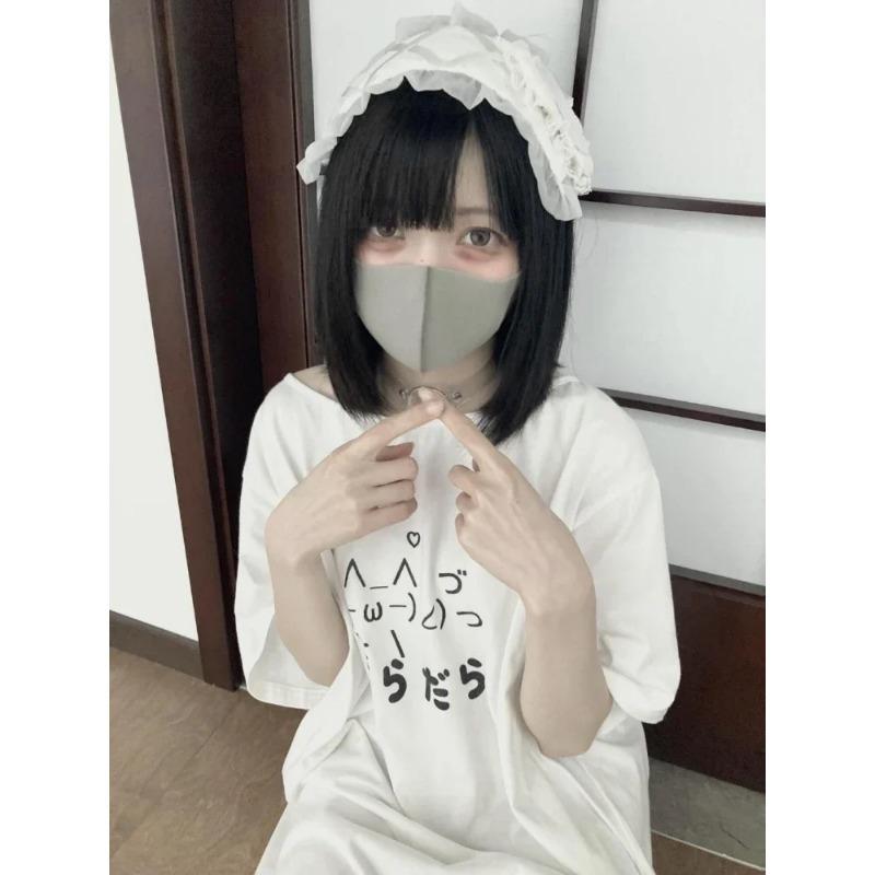 2024 Y2k estetyczny letni luźny T-shirt damski Casual O Neck japońskie kreskówki topy śliczne z krótkim rękawem Kawaii słodkie koszulki Harajuku