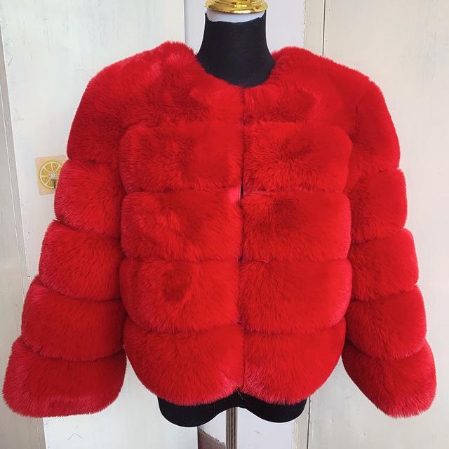 Women's Autumn/Winter Patchwork Faux Fox Fur Coat