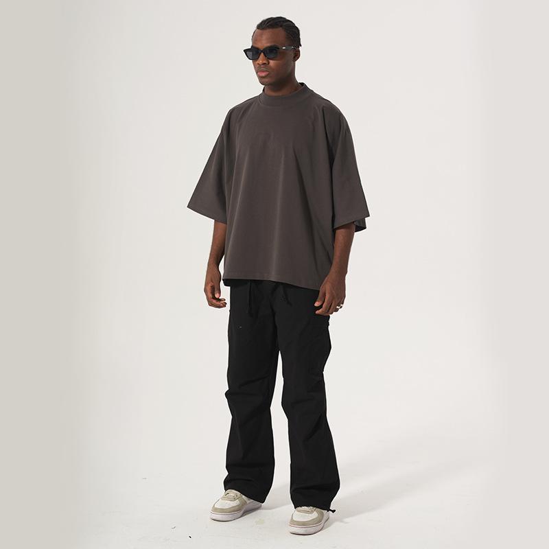 New Men'S Polo Shirt Made Of Pure Cotton With Dropped Shoulders High-Quality Loose Fit For Fitness Versatile For Daily Exercise Short Sleeved Casual