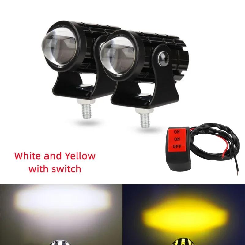 

2Pcs Motorcycle Mini Driving Light Dual Colo for Headlight Auxiliary Spotlight Lamp R ATV Scooter Moto Fog Light Accessories 12V
