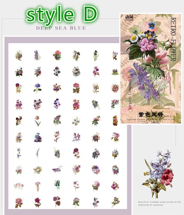60 Pcs/pack Vintage Plants Floral Journal Decorative Stationery Stickers Scrapbooking DIY Diary Album Stick Label