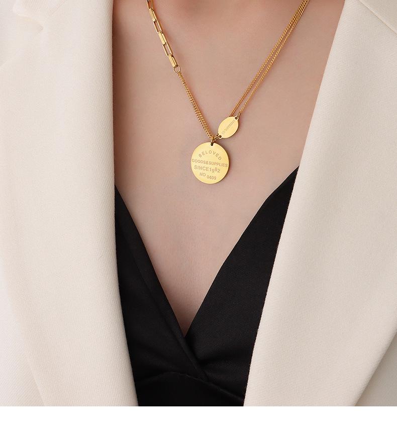 18K Gold Plated Double Layer OT Buckle Pendant Necklace for Spicy Girls