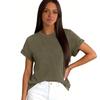 Womens  Casual Rolled Short Sleeve Basic Tees Fashion Tops