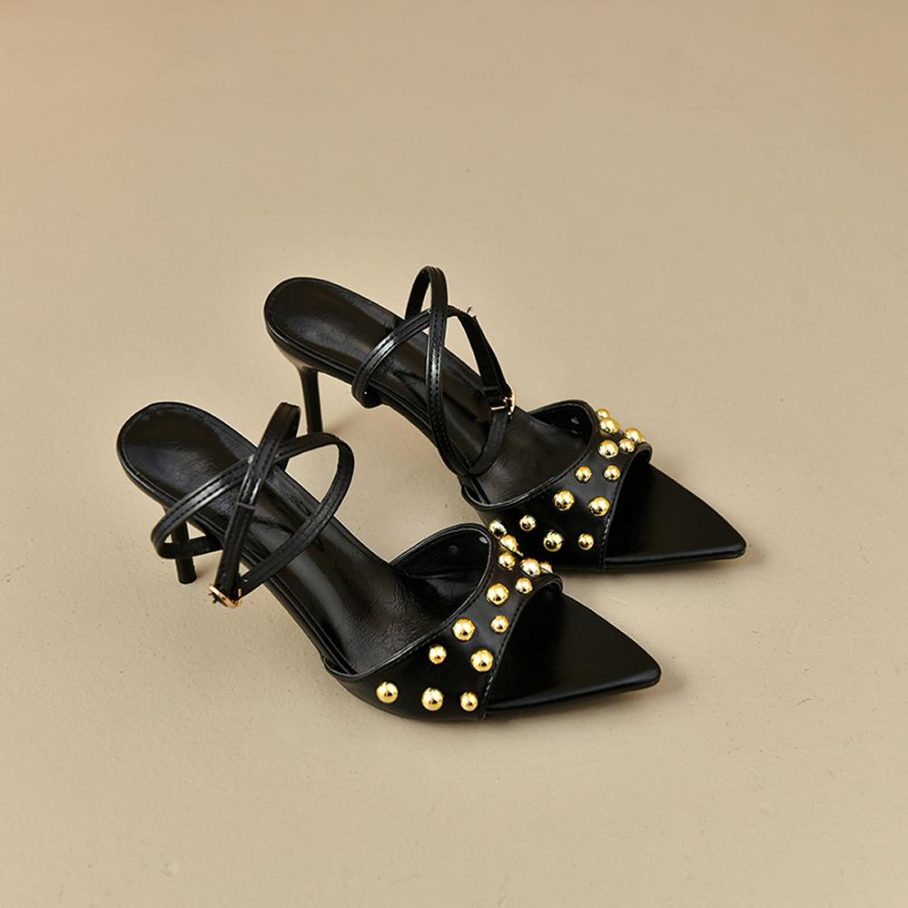 Ladies New Summer Fashion Dress Buckle Sexy Open Toe Stiletto Slippers Elegant Party Designer Casual Ladies Sandals Plus Size 42