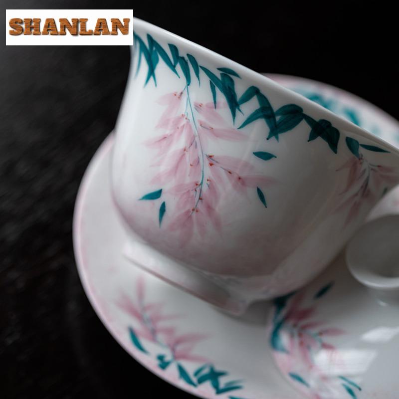 100ml Hand-painted Wisteria Flower Three-talent Gaiwan Antique Tea Tureen Tea Bowl With Lid Kit Tea Making Cover Bowl Teaware