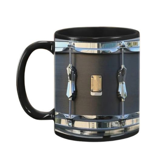 Černý vintage bubenský hrnek 11 oz vtipný dárek pro bubeníka pro milovníky hudby robustní šálek kávy do domácí kanceláře čaj horký čokoládový hrnek narozeninový dárek pro přátele