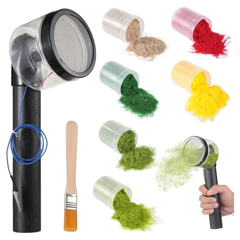 

A25F-Static Grass Applicator Flocking Kit-Sand Table Model Materials Set,Applicator With Anti-Slip Handle For Landscape Craft