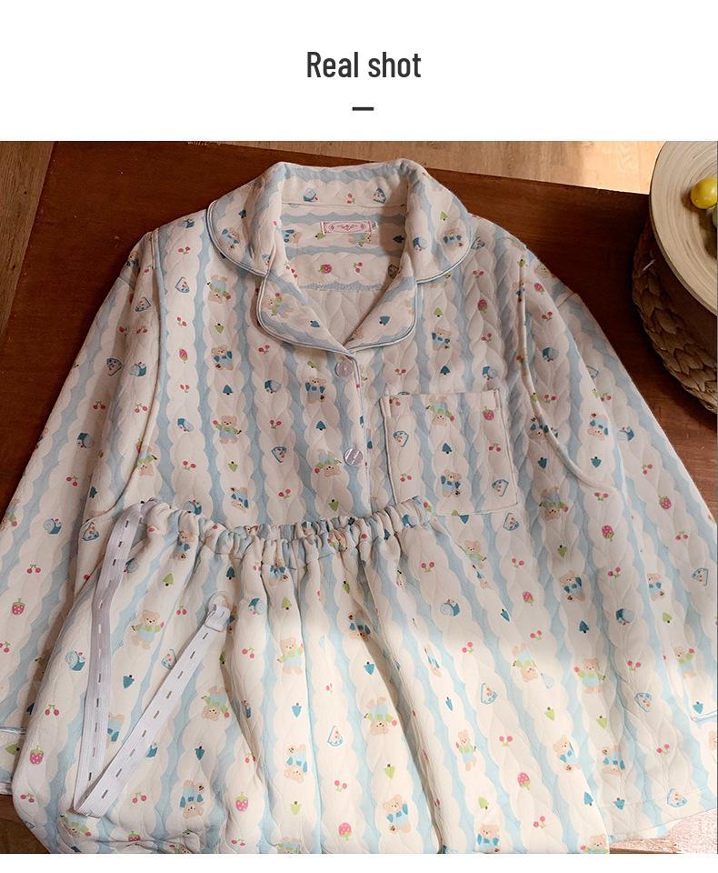 Air Cotton Maternity Pajama Set: Spring & Autumn Nursing and Postpartum Wear for Women