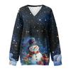 Women's Casual And Fashionable Christmas Print Long-Sleeved Top