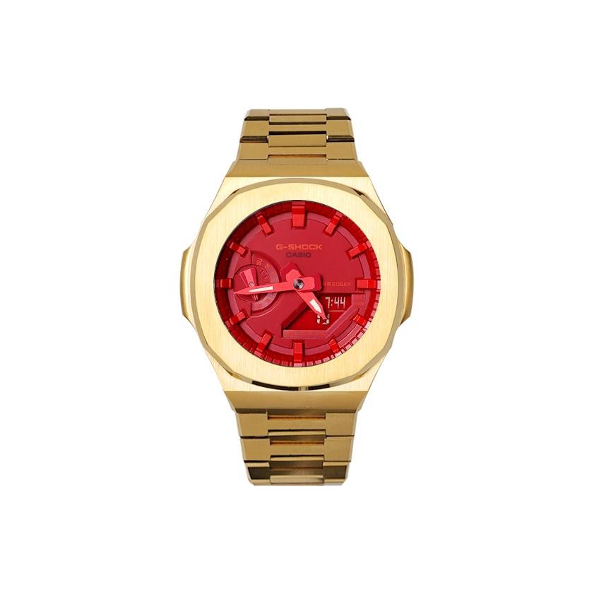 

CASIO Unisex Liquid Crystal,Analog Dual Display Series 48.5mm Red Watch GA-2100-4A(Watch8--) Flame Nautilus Gold