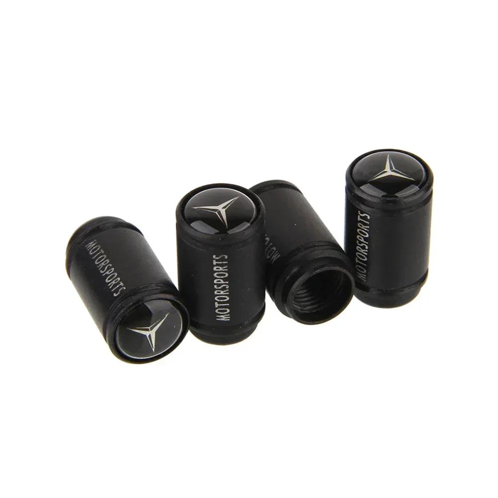 2025 Hot 4Pcs Matte Metal Car Wheel Tire Valve Caps For Mercedes Benz W210 W211 W212 W176 W164 C180 W222 CLK Air Nozzle Cover Ac