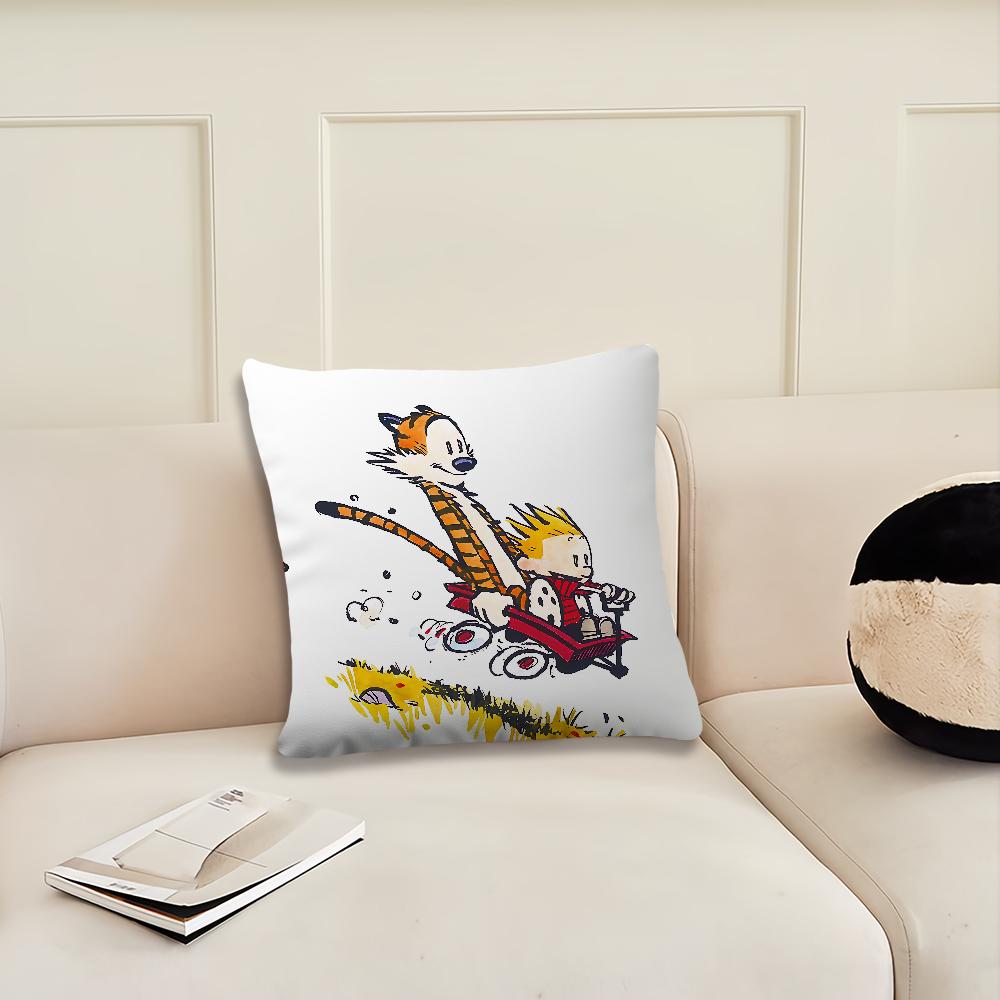 Cartoon C-Calvin and H-Hobbes cushion cover Cushion Room Bedroom Headboard Sofa Living Backrest Nap Time Pillow Case