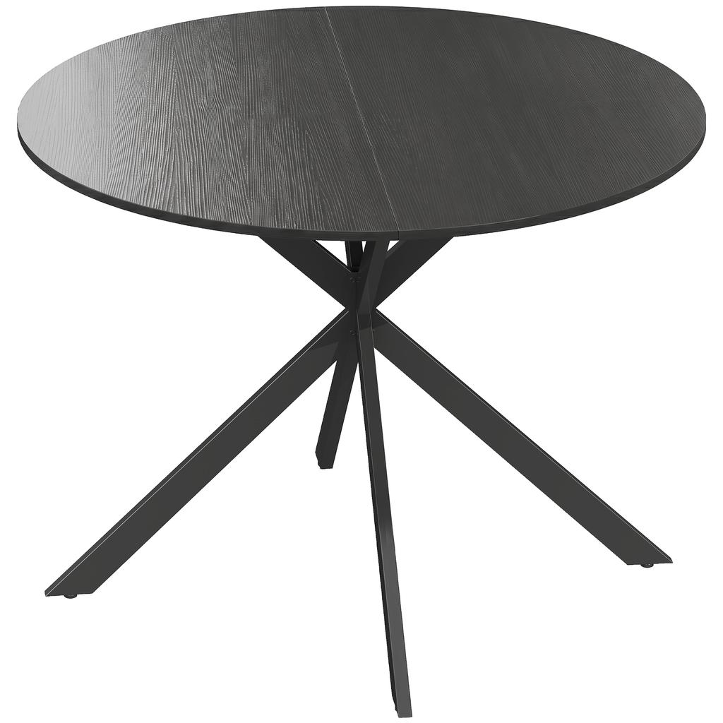Round Dining Table for 4 People, Industrial-Style Kitchen Table with Steel Legs, for Dining Room, Kitchen, Black