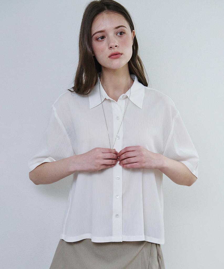 MALOUPE 4213 Crinkle Short Sleeve Shirt (Cream)