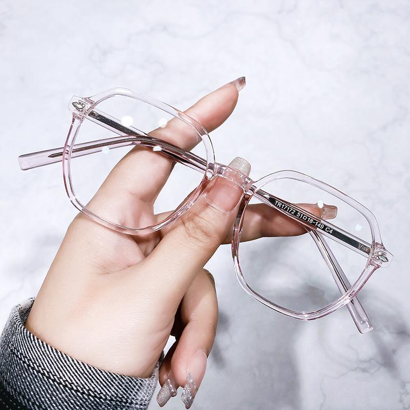 Internet Celebrity Slimming Without Makeup Tr90 Insert Transparent Frame Flat Mirror Retro Special-shaped Frame Anti-blue Optical Glasses Ultra-light