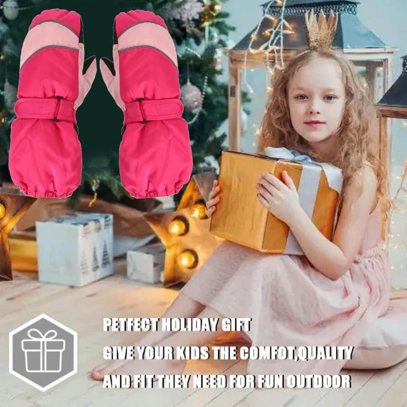 Atmungsaktive Skihandschuhe Verstellbare Schnalle Schneehandschuhe Fingerhandschuhe für Jungen und Mädchen Outdoor-Aktivitäten