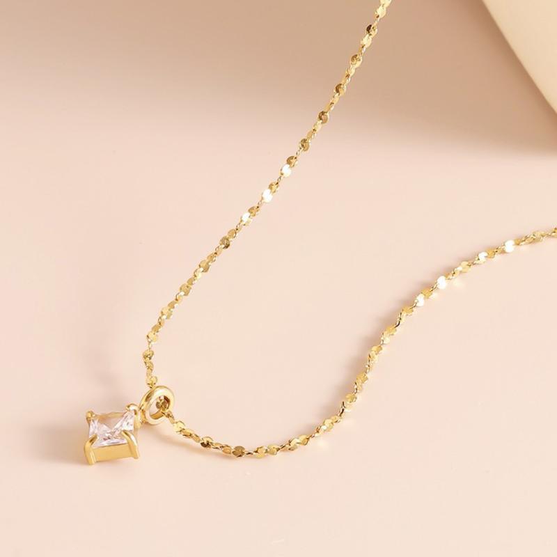 Elegant Square Titanium Steel Necklace for Women Hypoallergenic Slim Clavicle Chain for Wedding Dinner Jewelry Gift