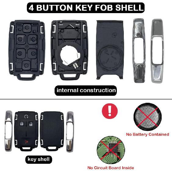 Key Fob Shell Case Replacement for Chevy Silverado Colorado GMC Sierra 1500 2500 3500 HD Canyon 2014 2015 2016 2017 2018    M3N-32337100 4 Button