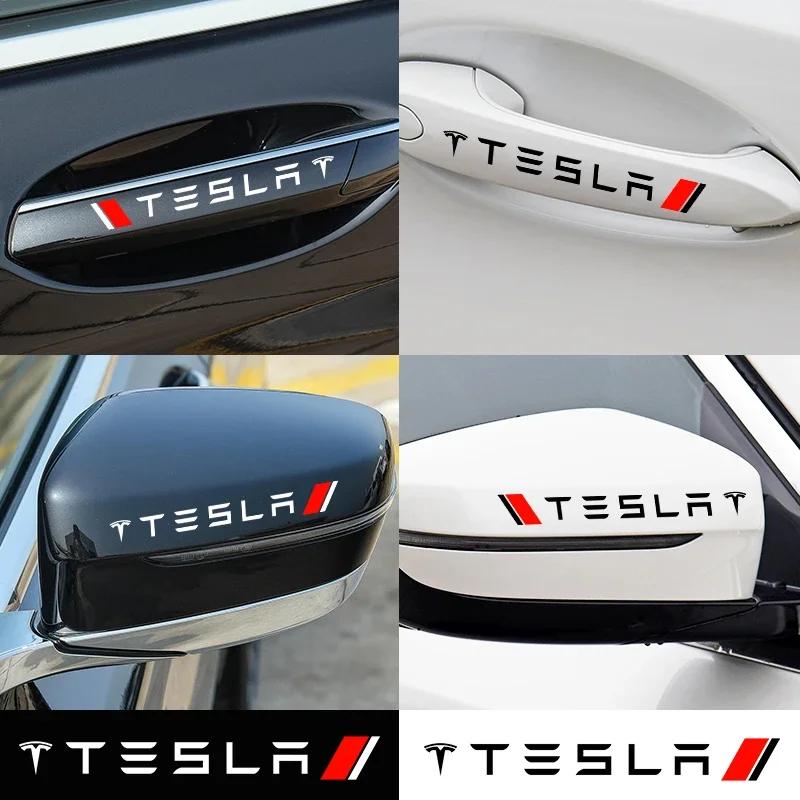 Aufkleber 2025 Neuer Tesla 4 x Auto Styling Auto Türgriff Aufkleber Design Aufkleber Vinyl Aufkleber Für Tesla 3 X S Y Auto Zubehör