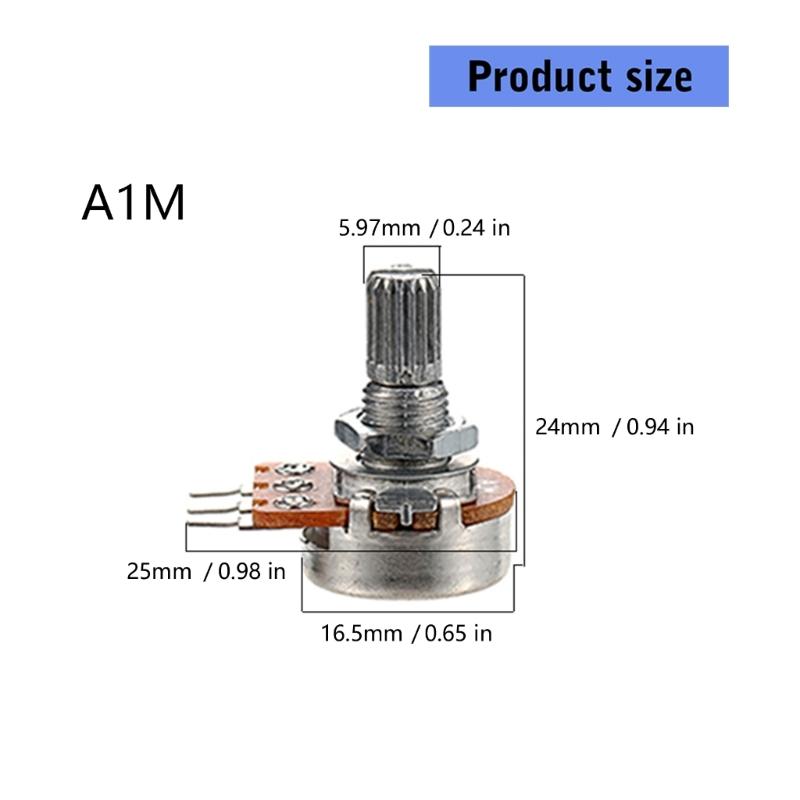 3 Stück A1M Volumen Tonregelung Gitarrenpotentiometer Elektrische Gitarren Regelpotentiometer Gitarrenverstärker Potentiometer Einfach zu bedienen
