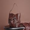 Handbag Leather Retro Top Layer Crystal Vegetable Tanned Cowhide Bucket Bag Large Capacity Women's Armpit Shoulder