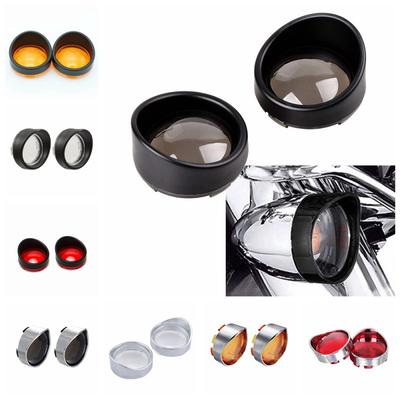 1pair Chrome Visor-Style Turn Signal Light Bezels 4 Colors Lens for Davidson