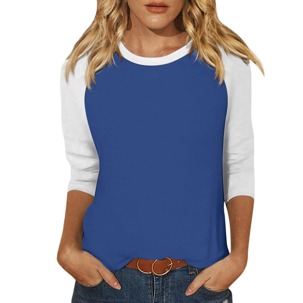 Shirt For Women's Fashion Casual Raglan Sleeve Round Neck 3/4 Sleeve Loose Printed T-Shirt Ladies Top Tops for Women Womens Tops