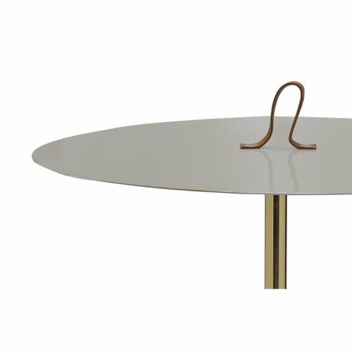 Grey Leather Side Table with Lacquered Iron (40 X 40 X 56 Cm)