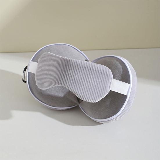 Yousheng Travel Neck Pillow with Eye Mask 2-in-1 Portable Neck Support Pillow Zippered Foldable Pillow with Carabiner for Neck Pain Relief Flights Car