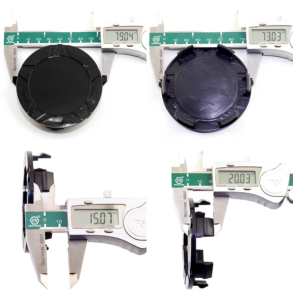 Wheel Center Caps, 79mm, 73mm, 4 Pieces, Black, Wheel Covers, Center Covers