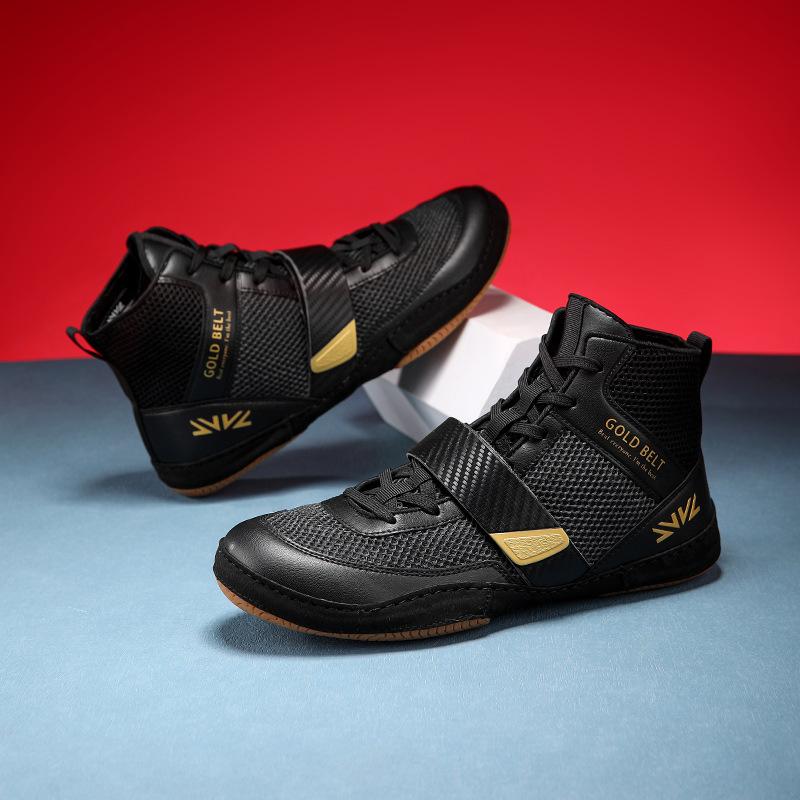 2025 Mid Cut Professional Wrestling Boots Men's Lightweight Fighting Boxing Shoes Anti-Slippery Sneakers Mens Breathable Shoes